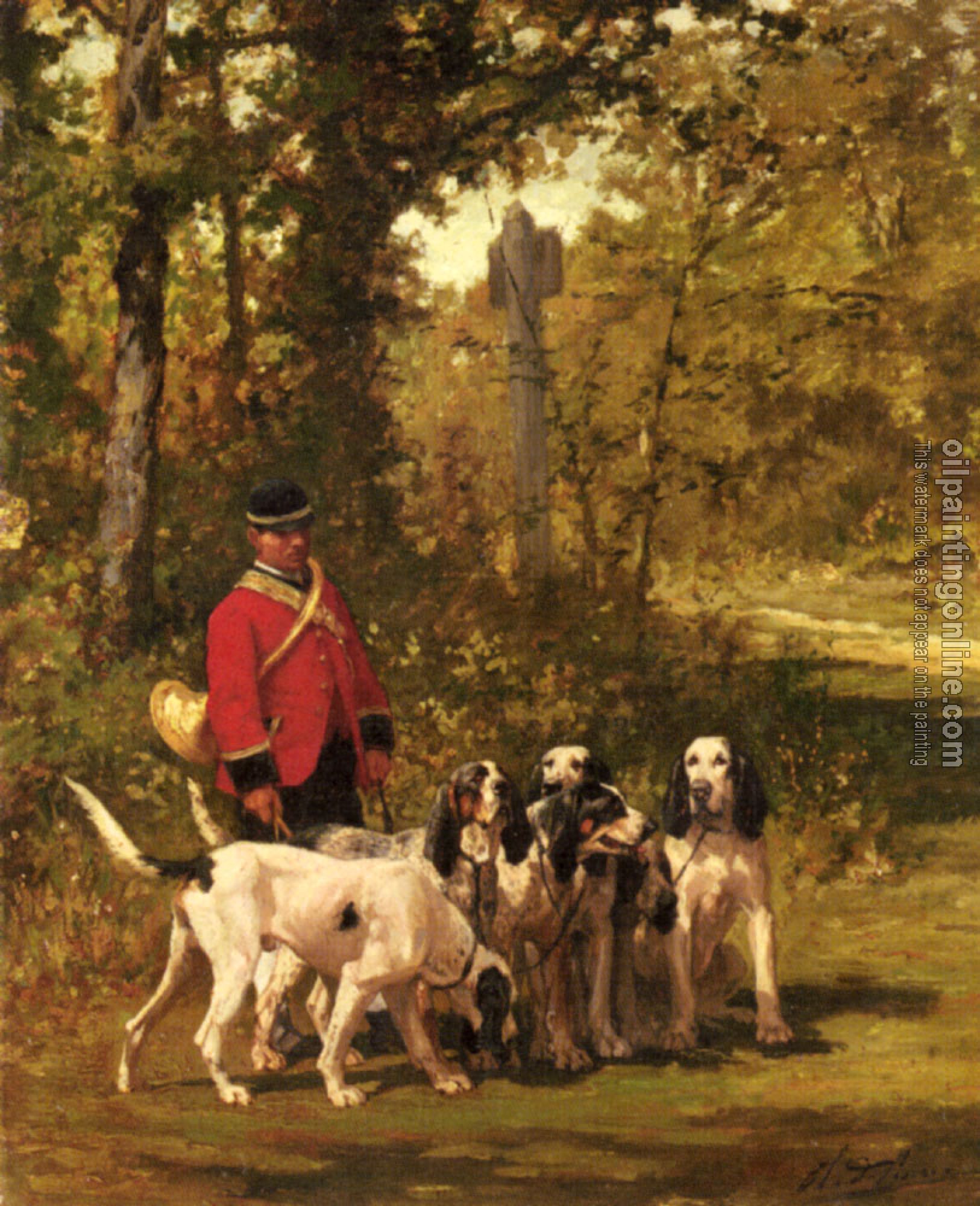 Penne, Charles Olivier De - A Huntmaster with his Dogs on a Forest Trail